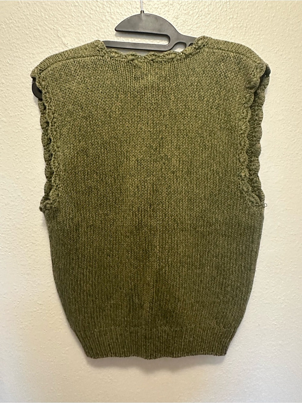 Hand-Embroidered Olive V-Neck Sweater Vest - Picture 4 of 8